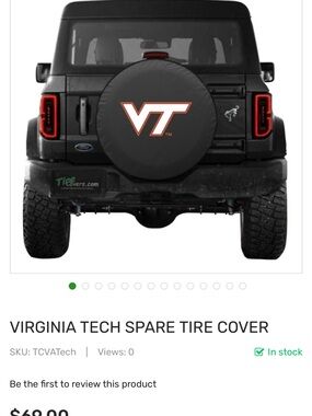 NIB Holland Covers / Bar Stool Co. ~ Virginia Tech Spare Vehicle Tire Cover